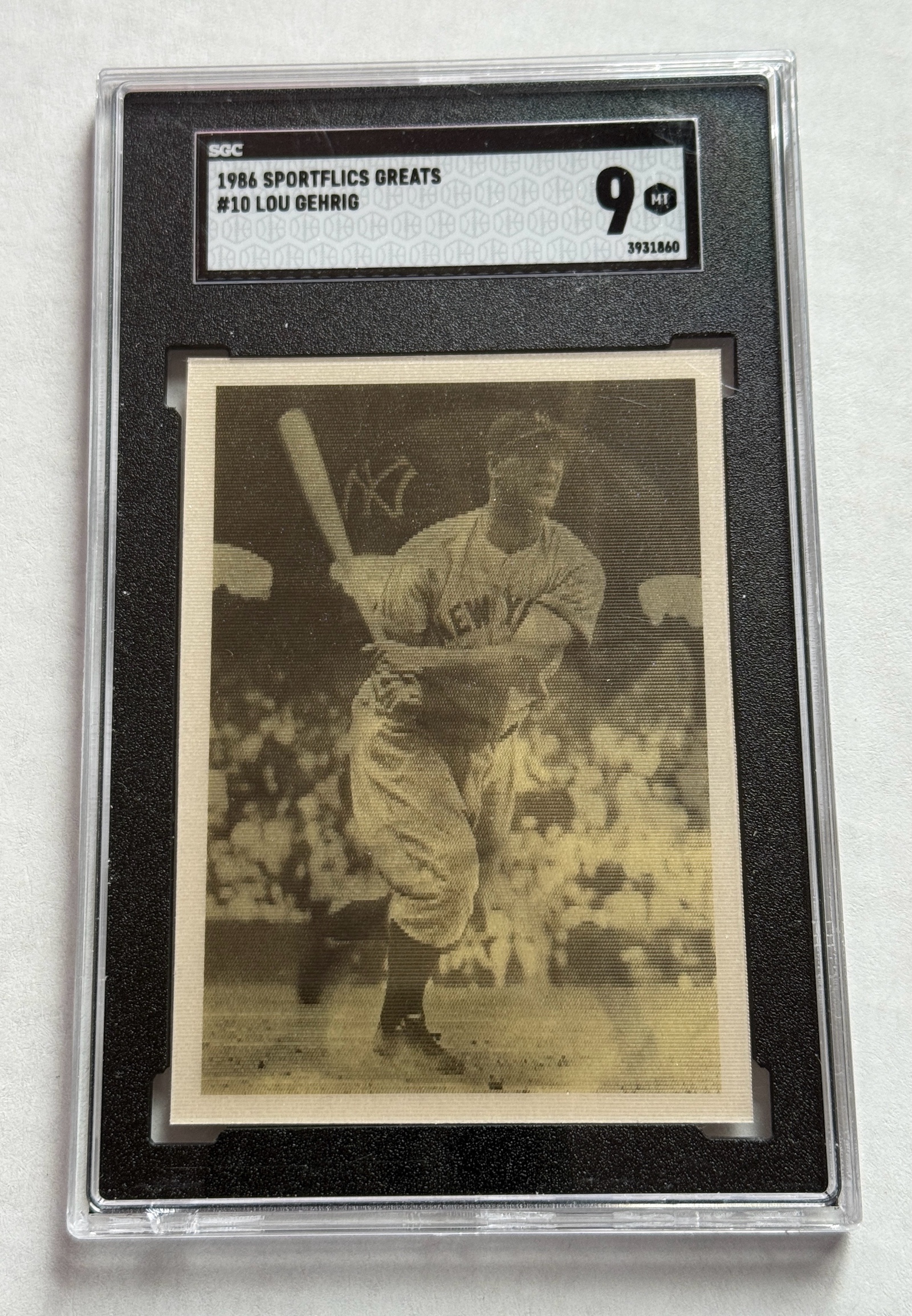Lou Gehrig SGC 9 Mint 1986 Sportflics Greats #10 Baseball Card