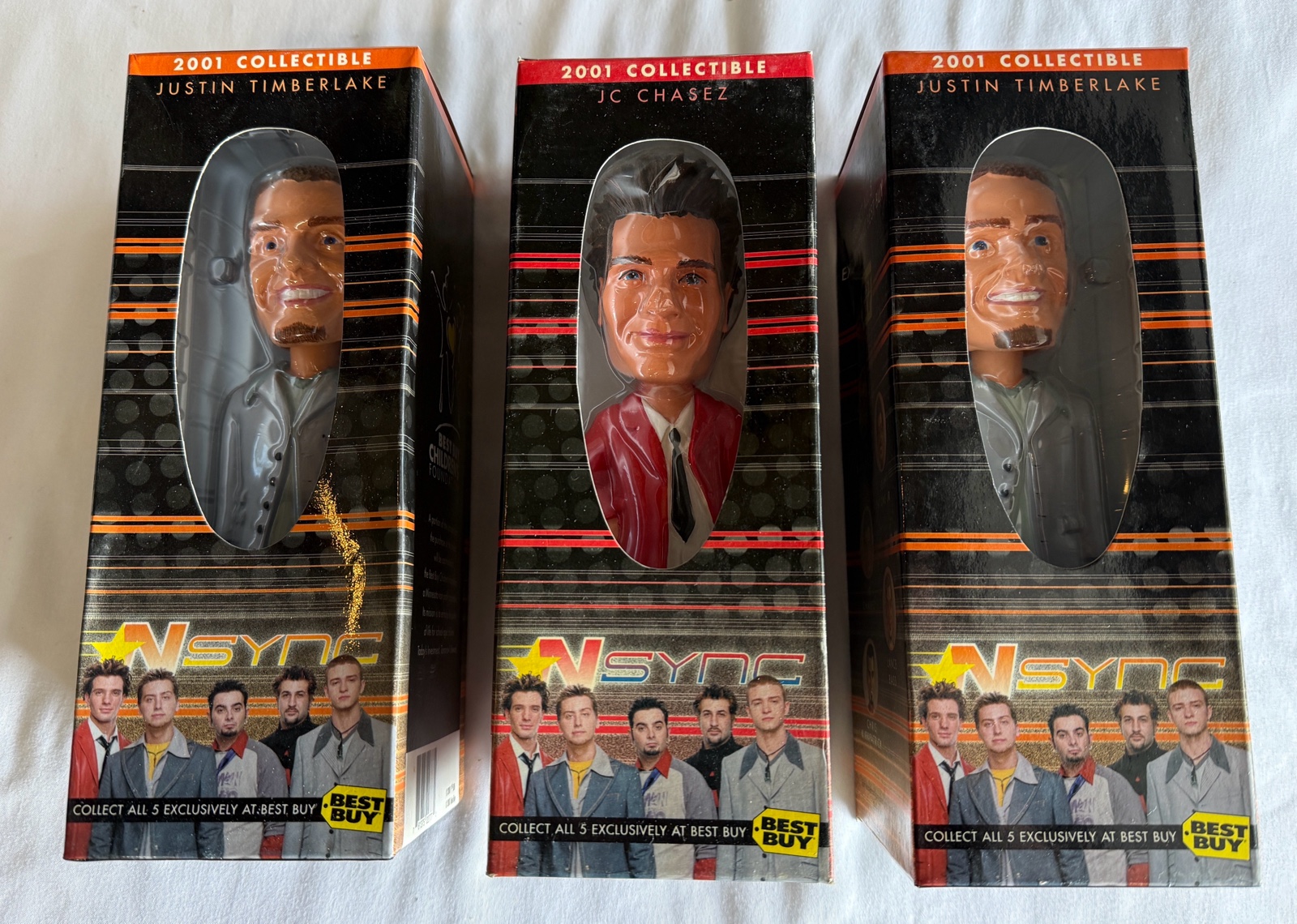 (3) NSync 2001 Bobblehead Dolls Justin Timberlake and JC Chasez