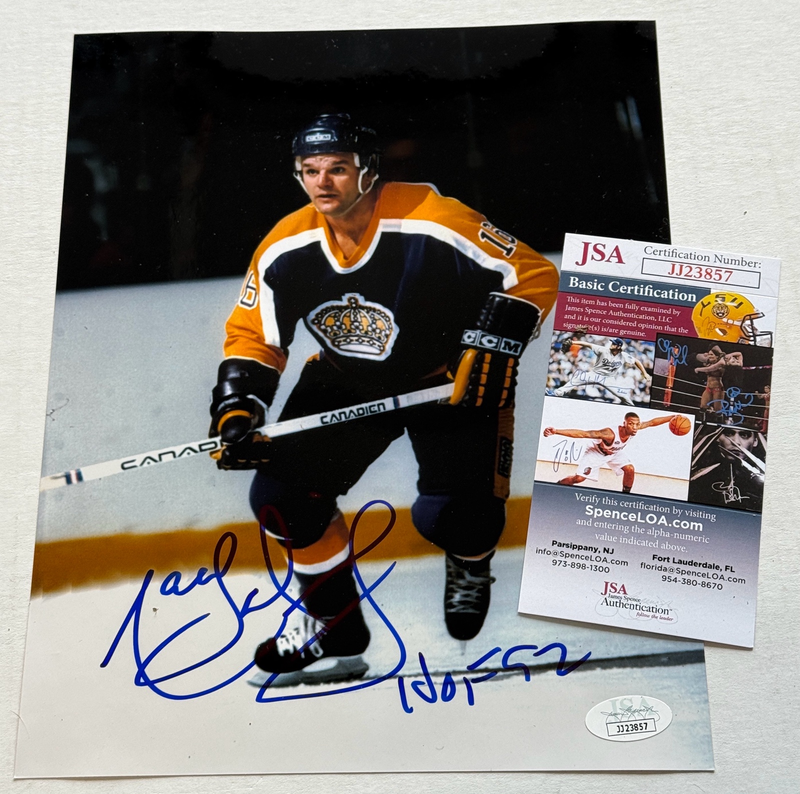 Marcel Dionne Autograph With JSA COA 8x10 Hockey Photo