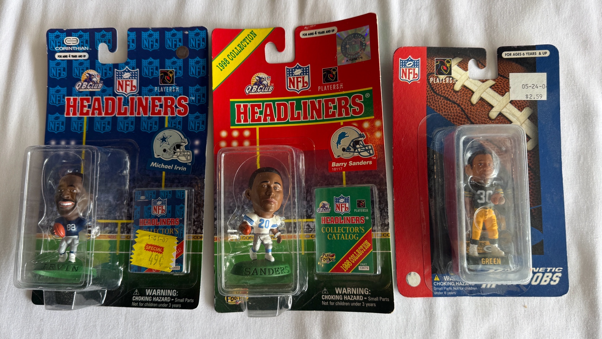 (3) NFL Football Headliners Mini Figures w Barry Sanders