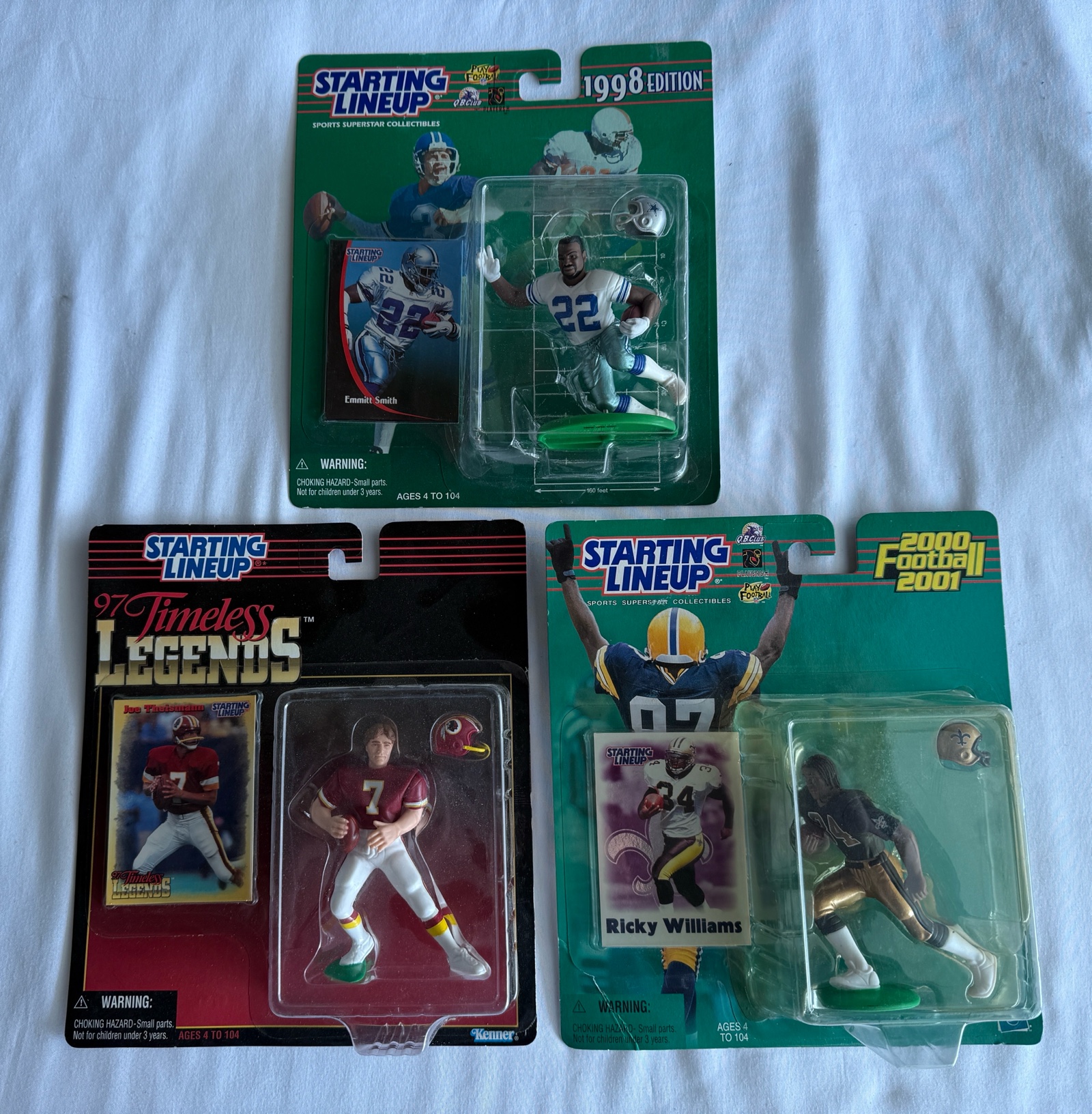 (3) Football Starting Lineup Figures - Smith, Williams, Theisman