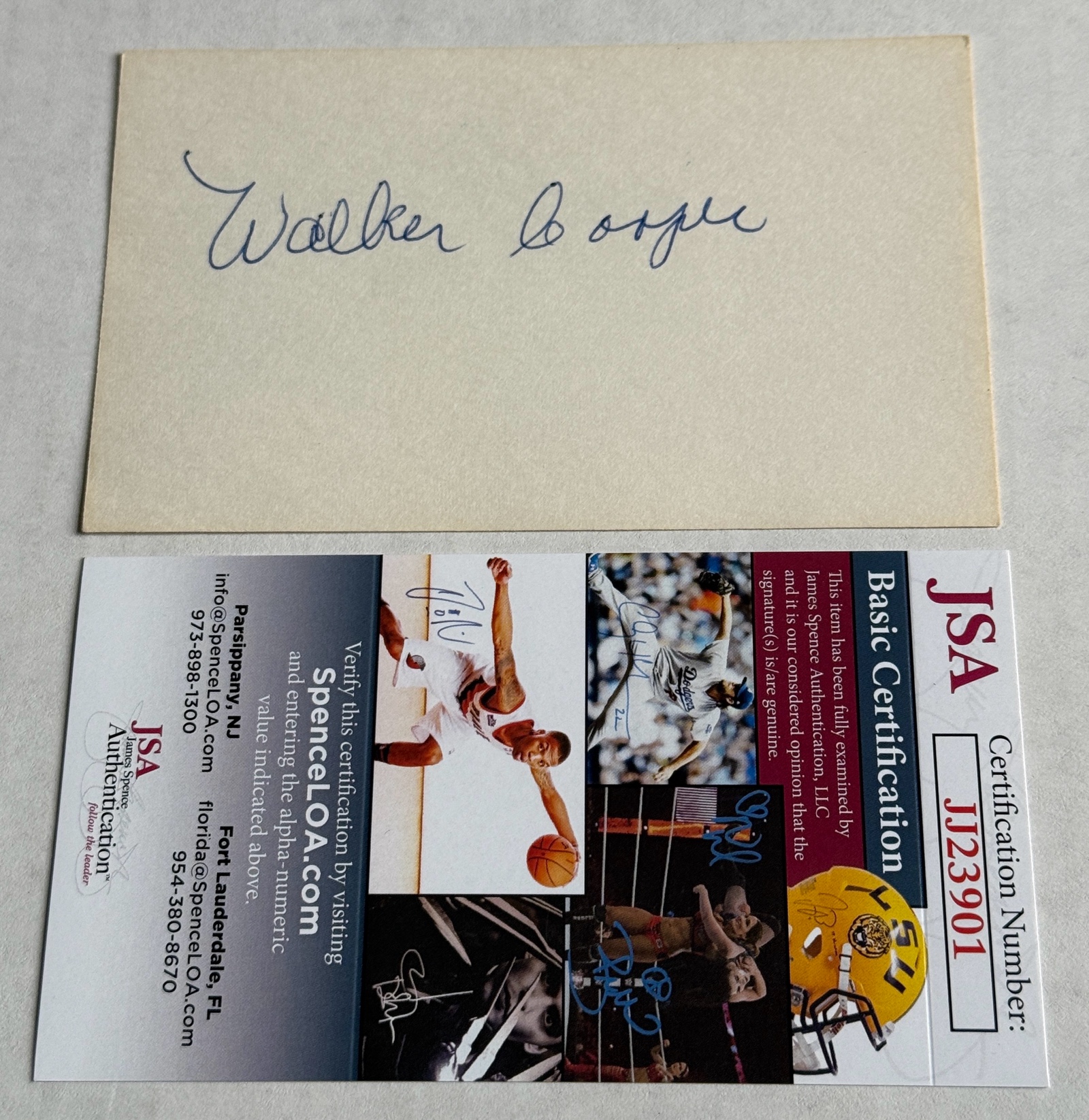 Walker Cooper Autograph With JSA COA - Vintage Baseball