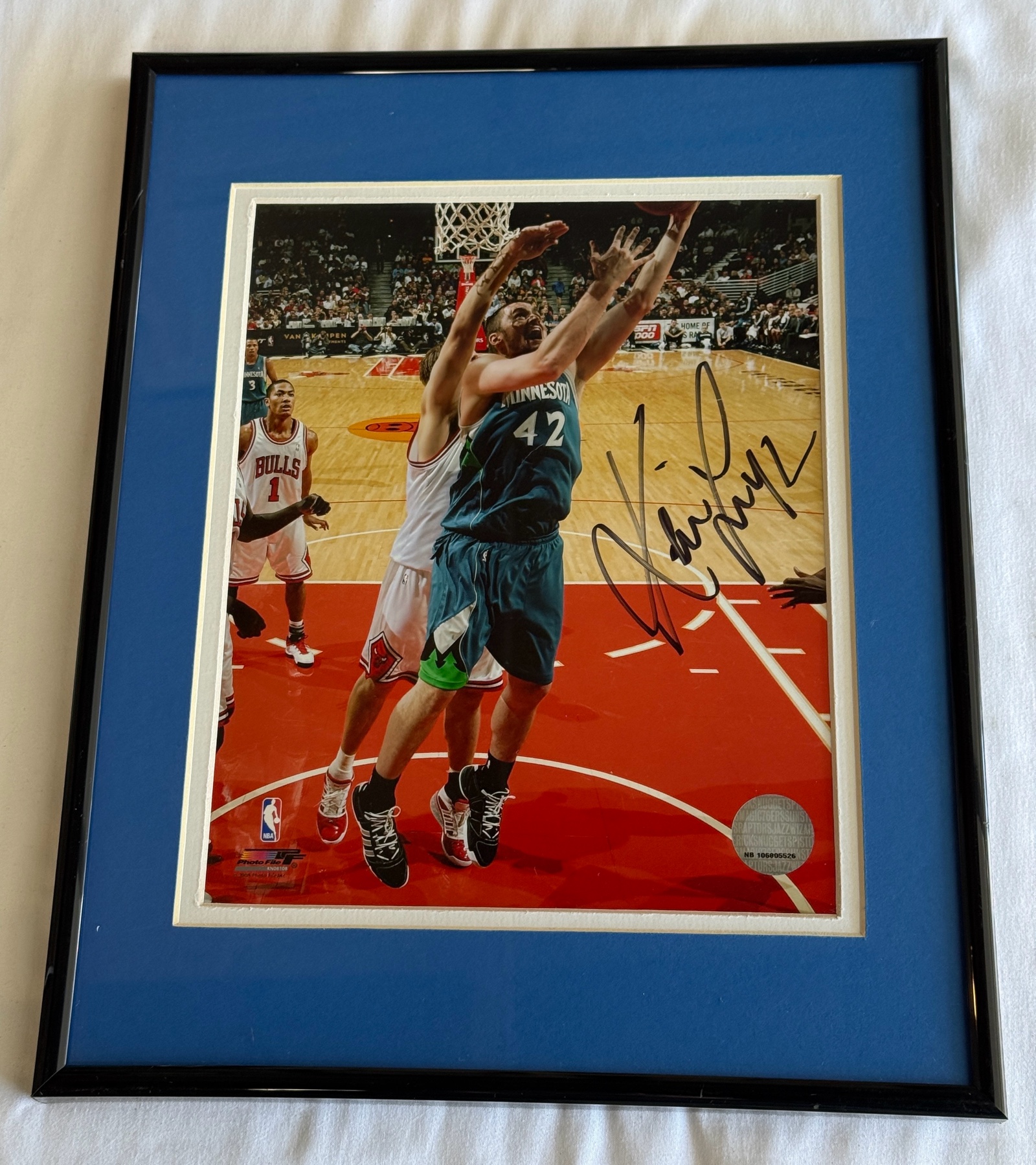 Kevin Love Autographed Framed and Matted Minnesota Timberwolves Basketball Photo