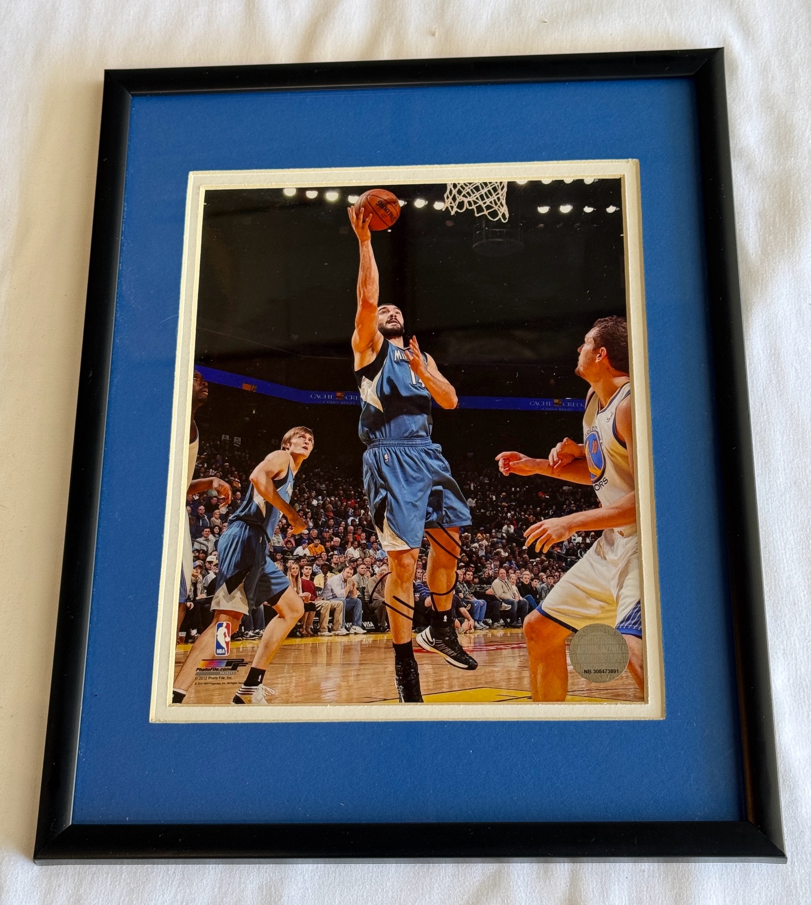 Nikola Pekovic Autographed Framed and Matted Minnesota Timberwolves Basketball Photo