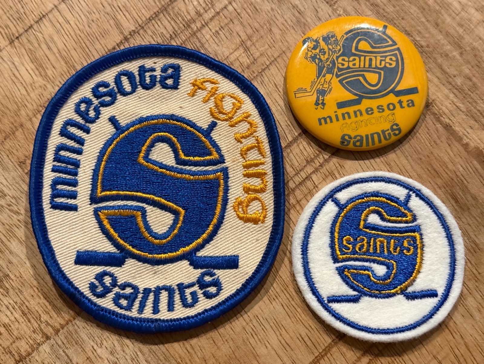 Fighting Saints Vintage Hockey Patches and Pin