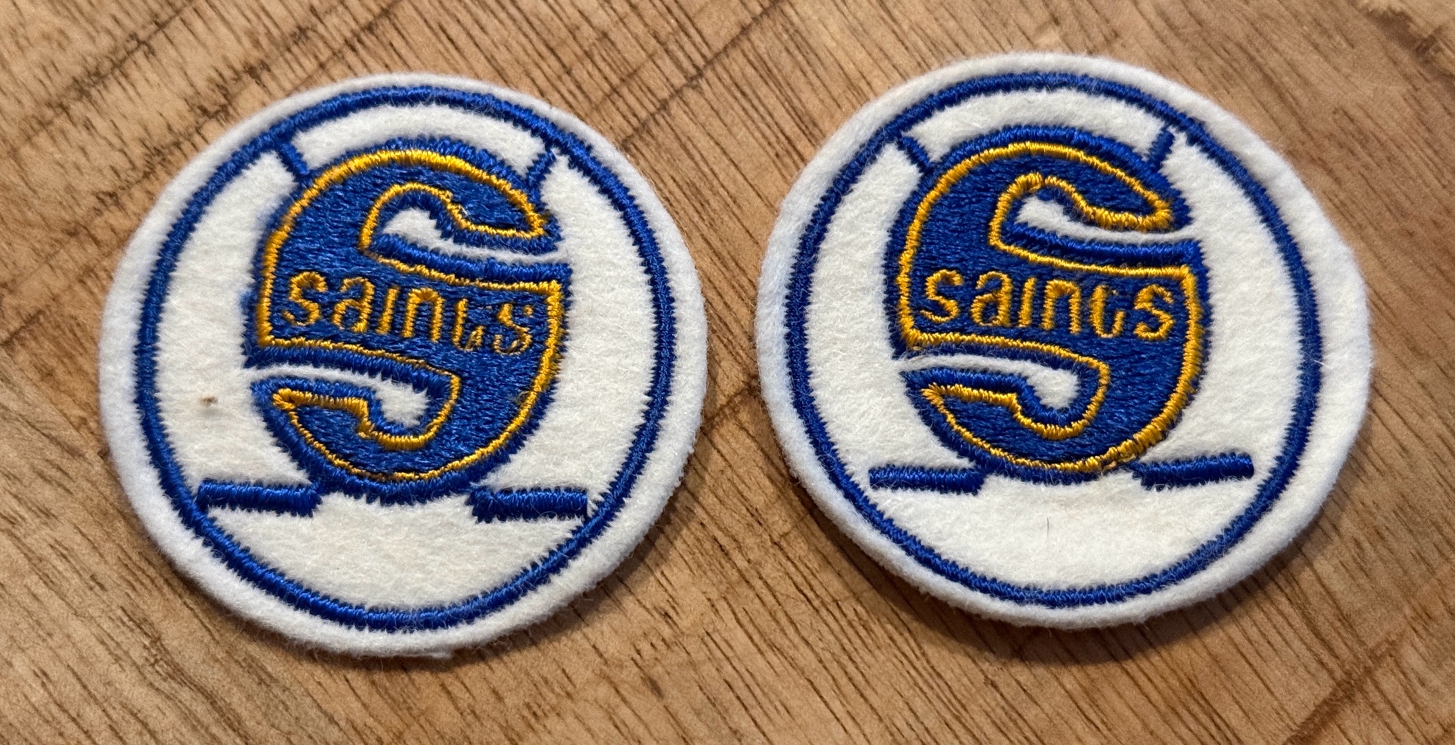 2 Fighting Saints Vintage Hockey Patches