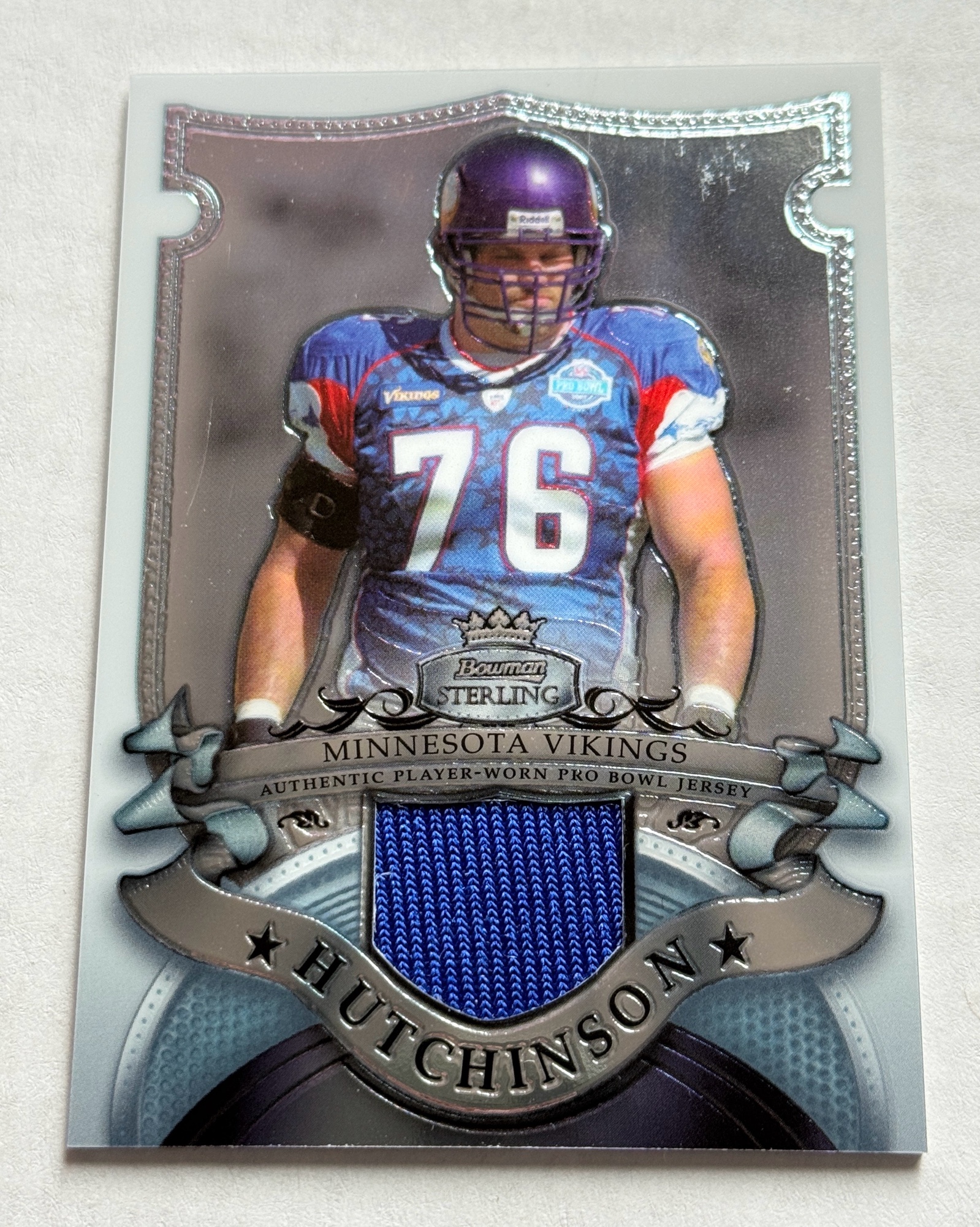 Steve Hutchinson 2007 Bowman Sterling Pro Bowl Jersey Relic #BSVR-SH Minnesota Vikings Football Card