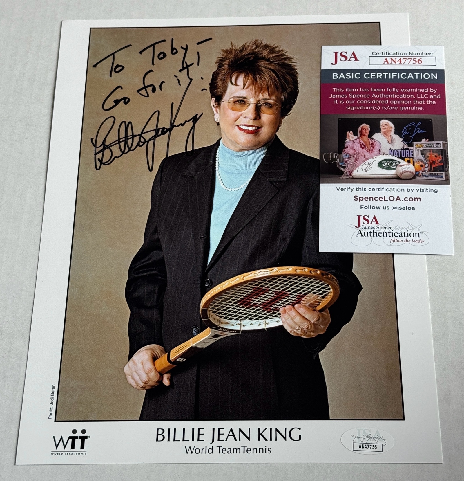 Billie Jean King Autograph With JSA COA Tennis Photo