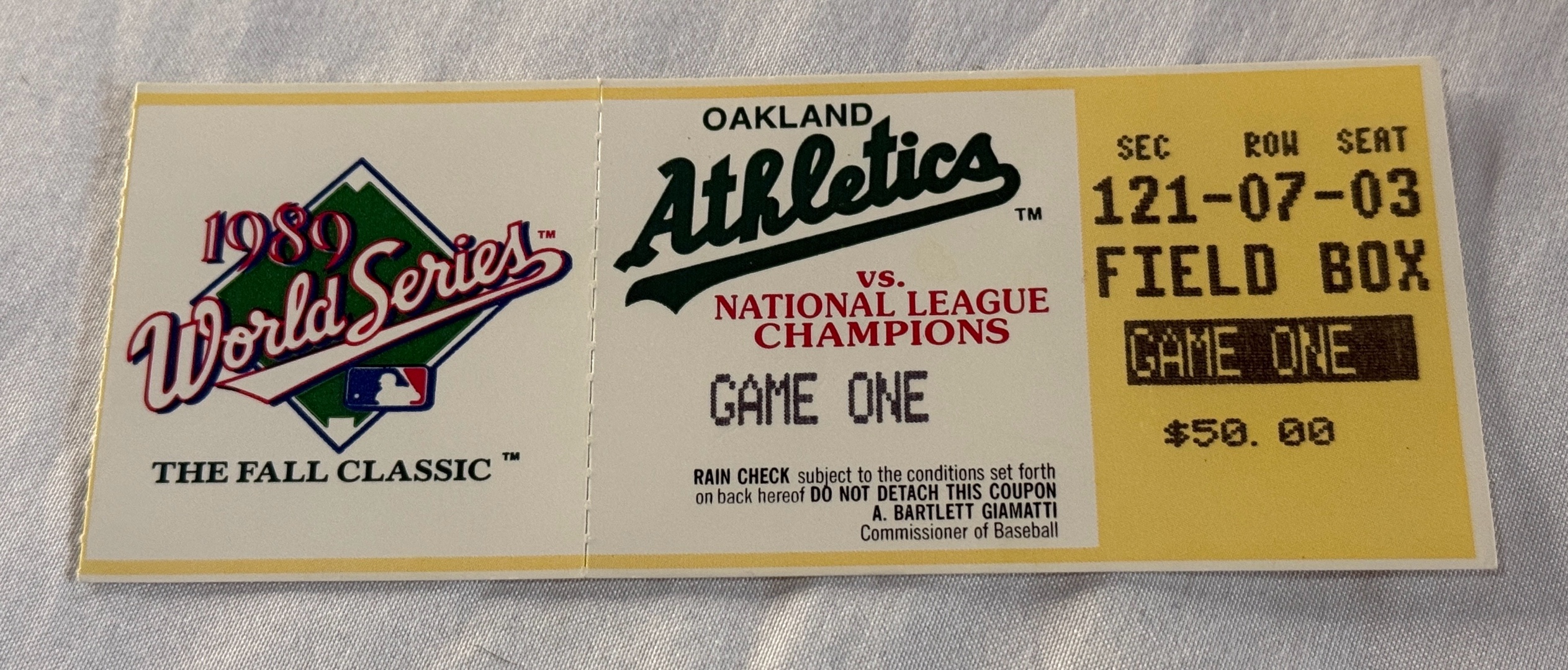 1989 World Series Game One Ticker - Oakland As vs. San Francisco Giants