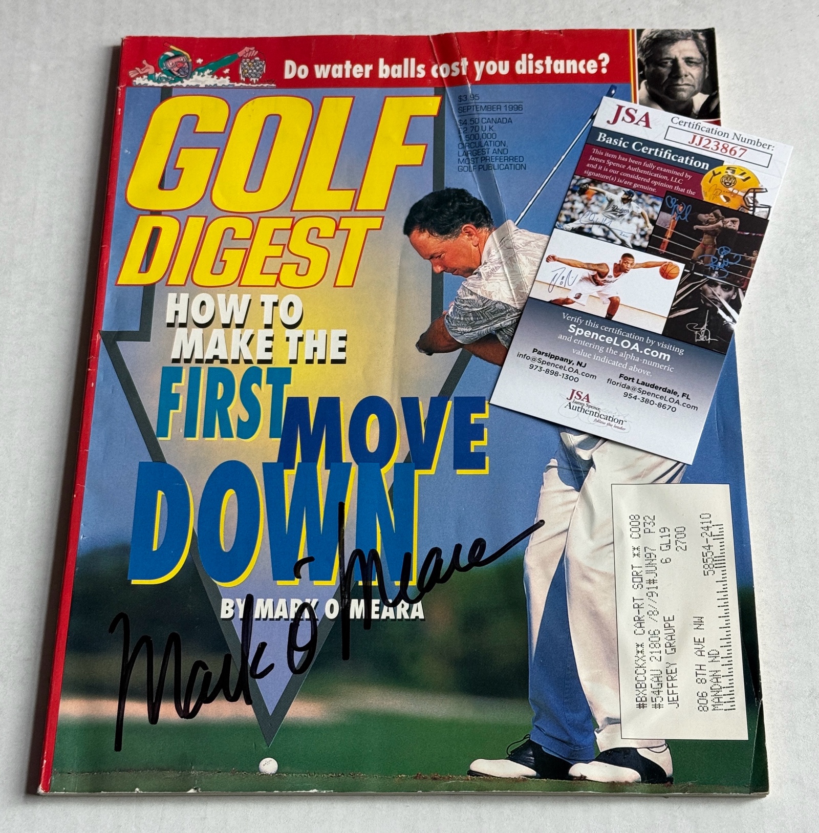 Mark OMeara Autograph With JSA COA Golf Digest Magazine