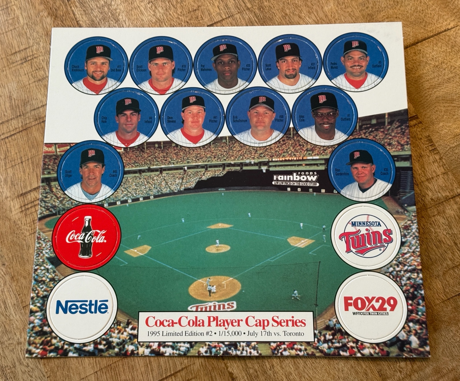 1995 Minnesota Twins Baseball Coca Cola Series Cap Collection