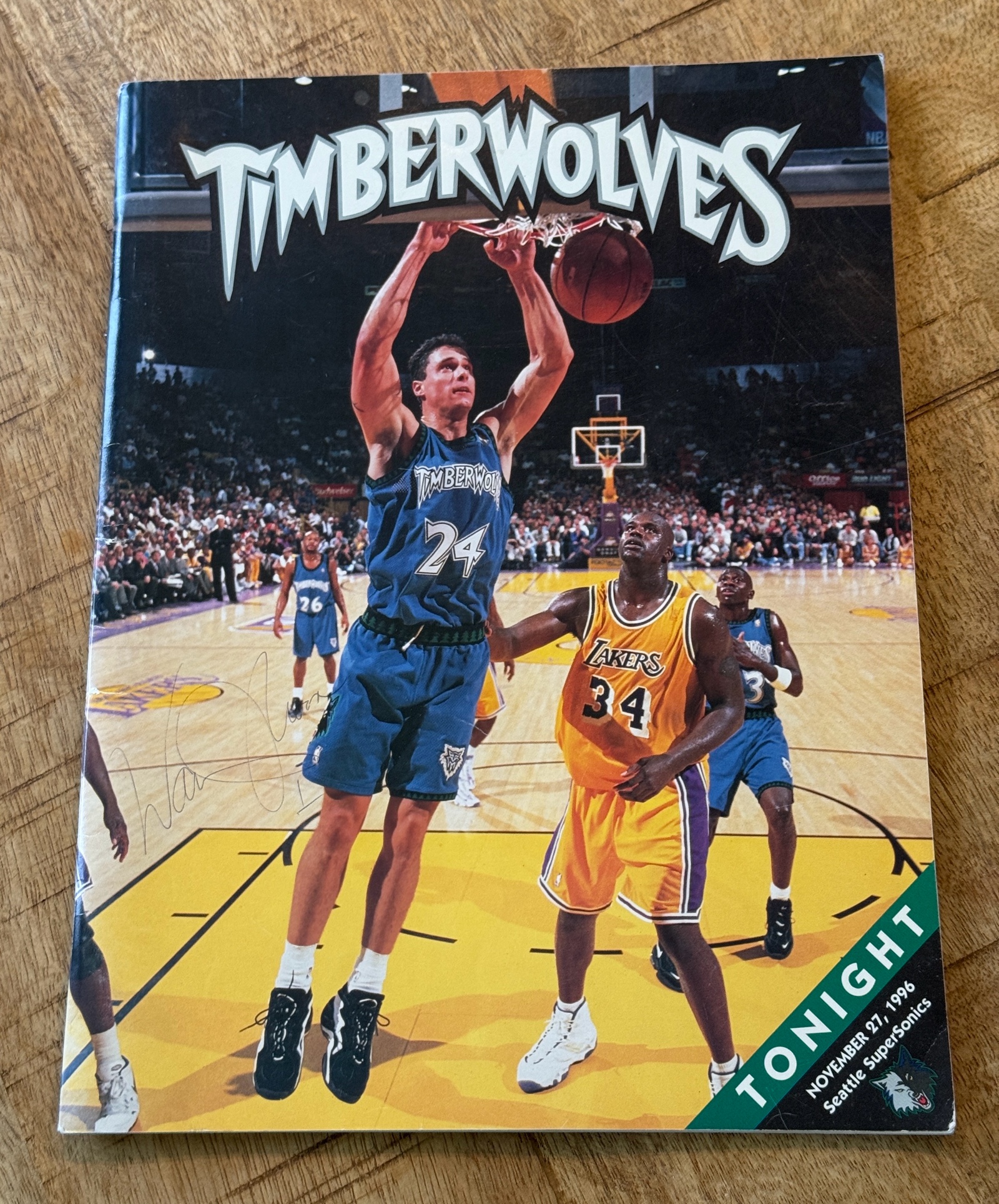 Wally Szerbiak Autographed Minnesota Timberwolves Basketball GameDay Program