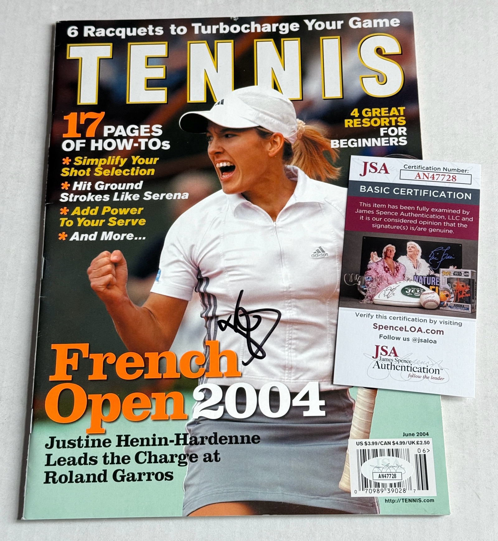 Justine Henin-Hardenne Autograph With JSA COA Tennis Magazine