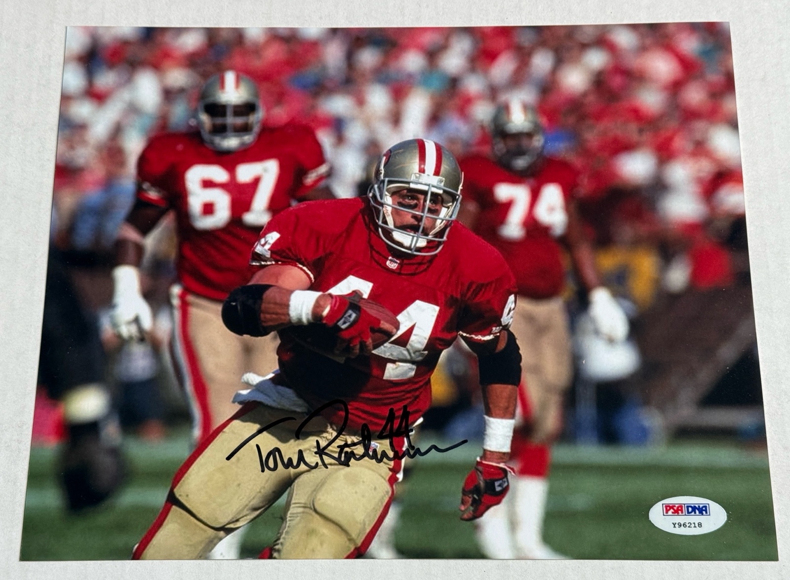 Tom Rathman Autograph With PSADNA COA 8x10 Football Photo
