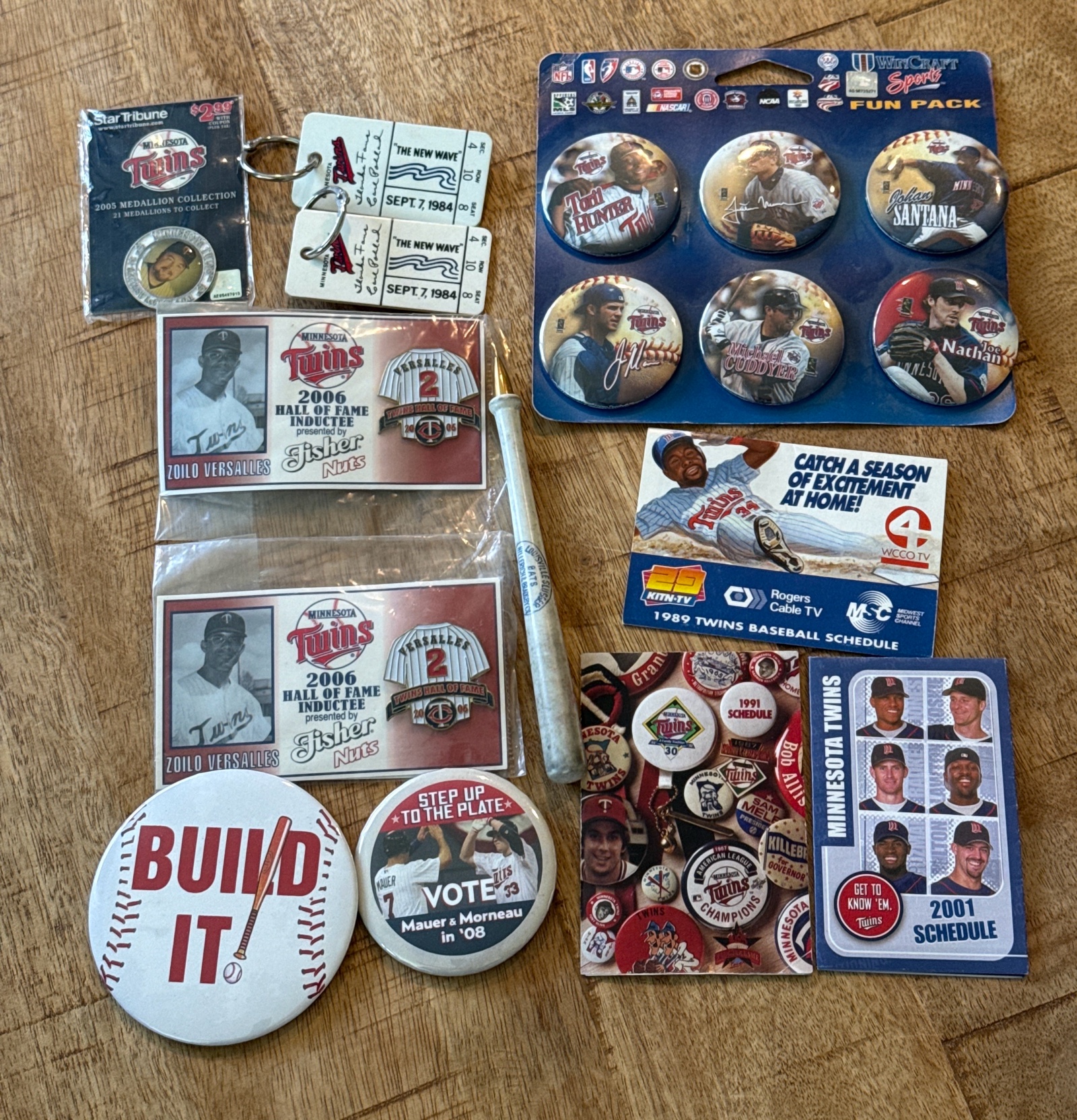 Minnesota Twins Large Lot of Pins, Keychains, Medallions, Pocket Schedules