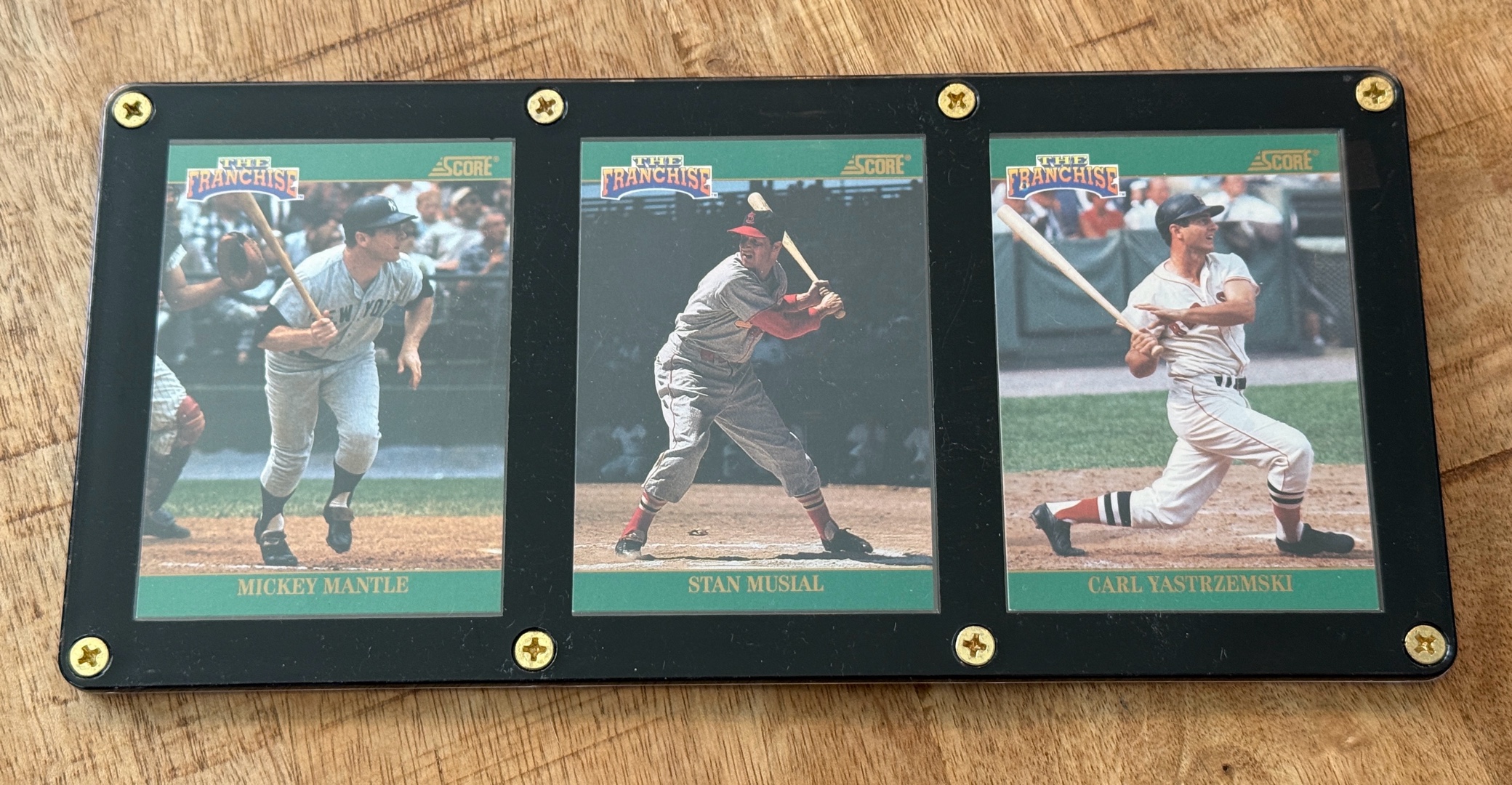 Mickey Mantle  Stan Musial  Carl Yastrszemski 3-Card Score The Franchise Plaque