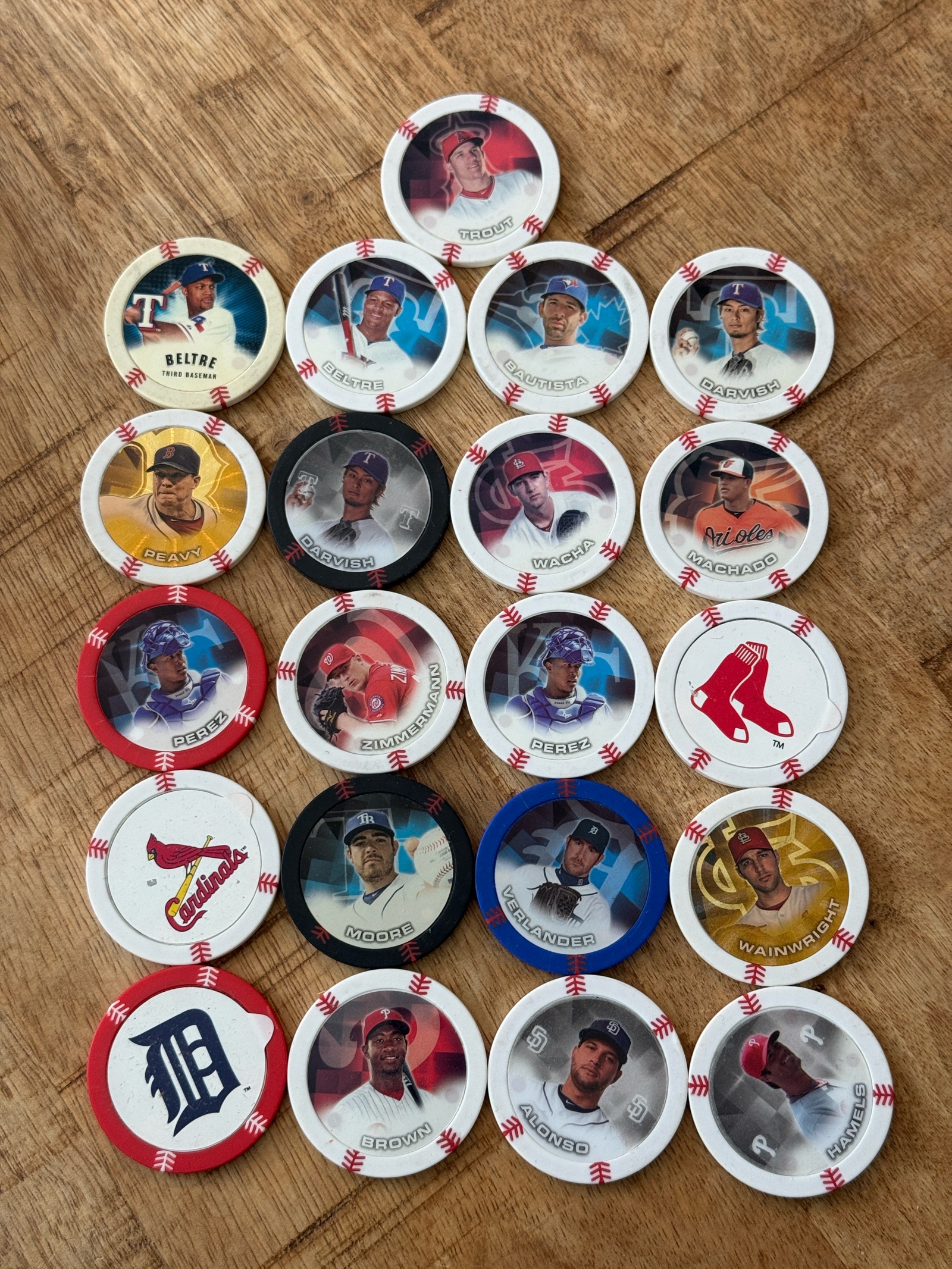 21 Baseball Star Poker Chip Cards