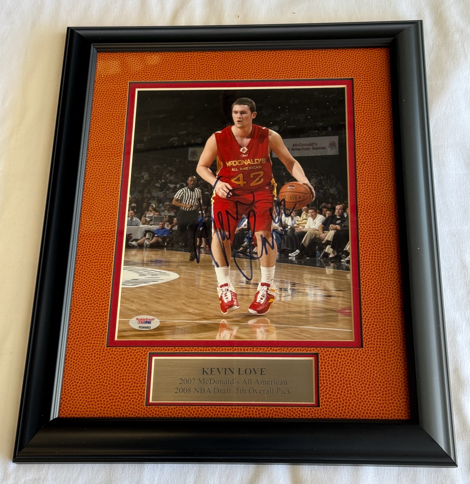Kevin Love Autographed w PSA DNA Custom Framed, Matted w Plaque McDonalds All American Minnesota Timberwolves Basketball Photo