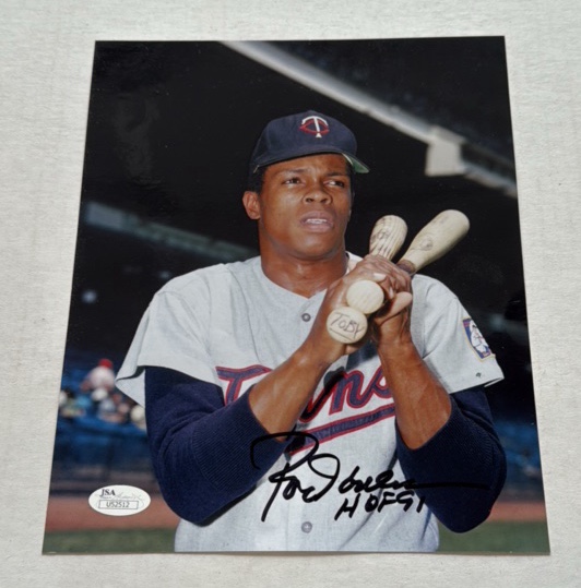 Rod Carew Autographed 8x10 Photo with JSA COA Minnesota Twins Baseball