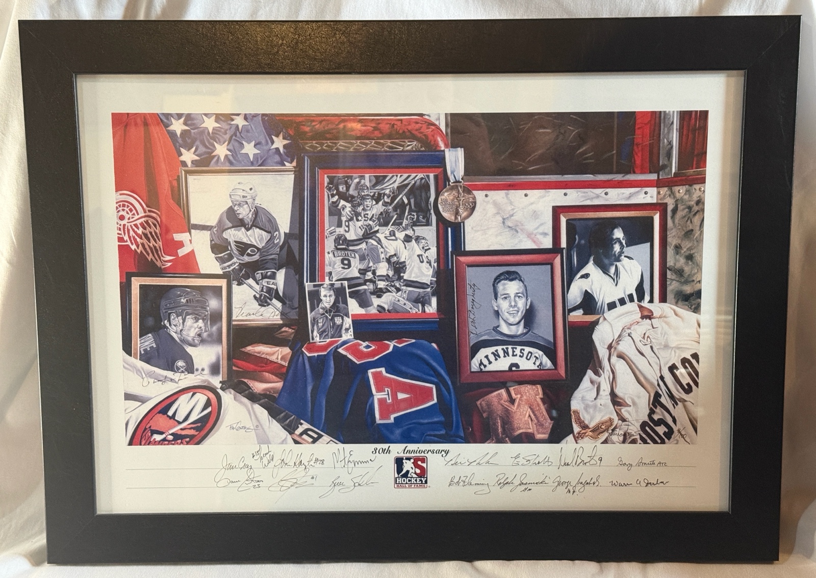 RARE National Hockey Hall of Fame Limited Edition Autographed Print by Tom Cortes - ONLY 100 MADE - 18 Autographs (see description)