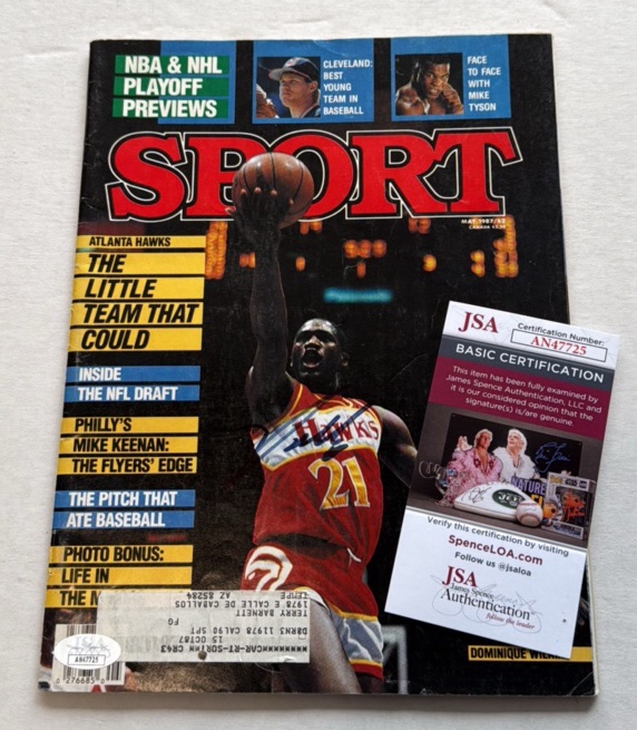 Dominique Wilkins Autographed Basketball Magazine with JSA COa