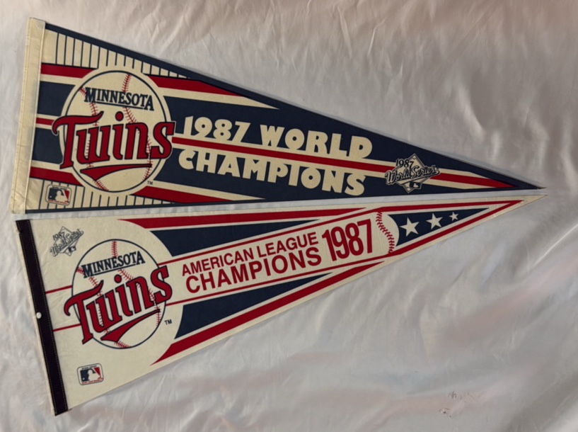 2 Minnesota Twins 1987 World Series Baseball Pennants