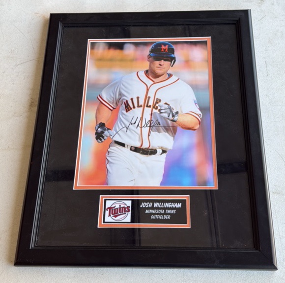 Josh Wallingham Autographed Framed, and Matted Minnesota Twins Baseball Photo