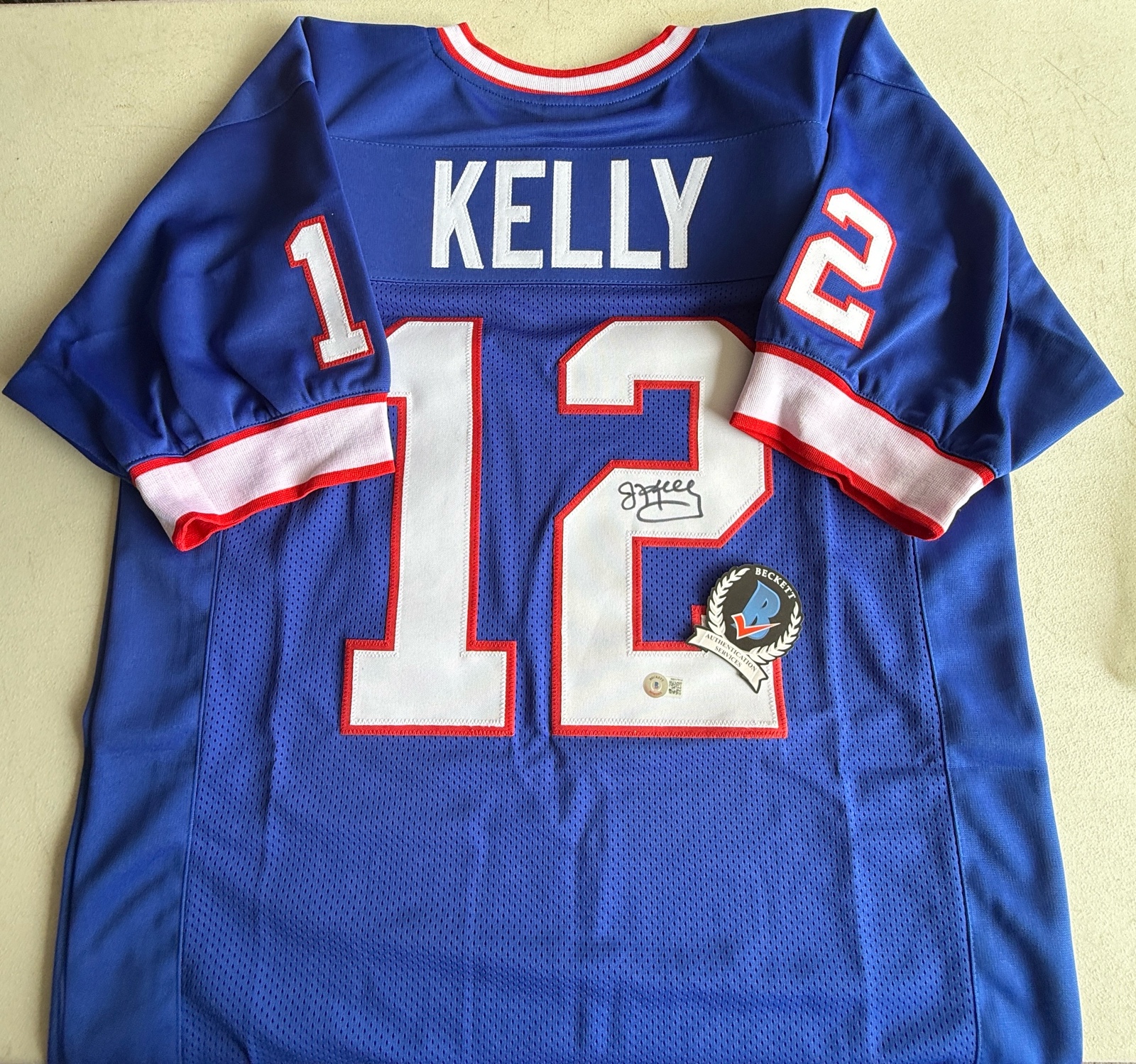Jim Kelly Autograph w Beckett Witnessed COA Football Jersey