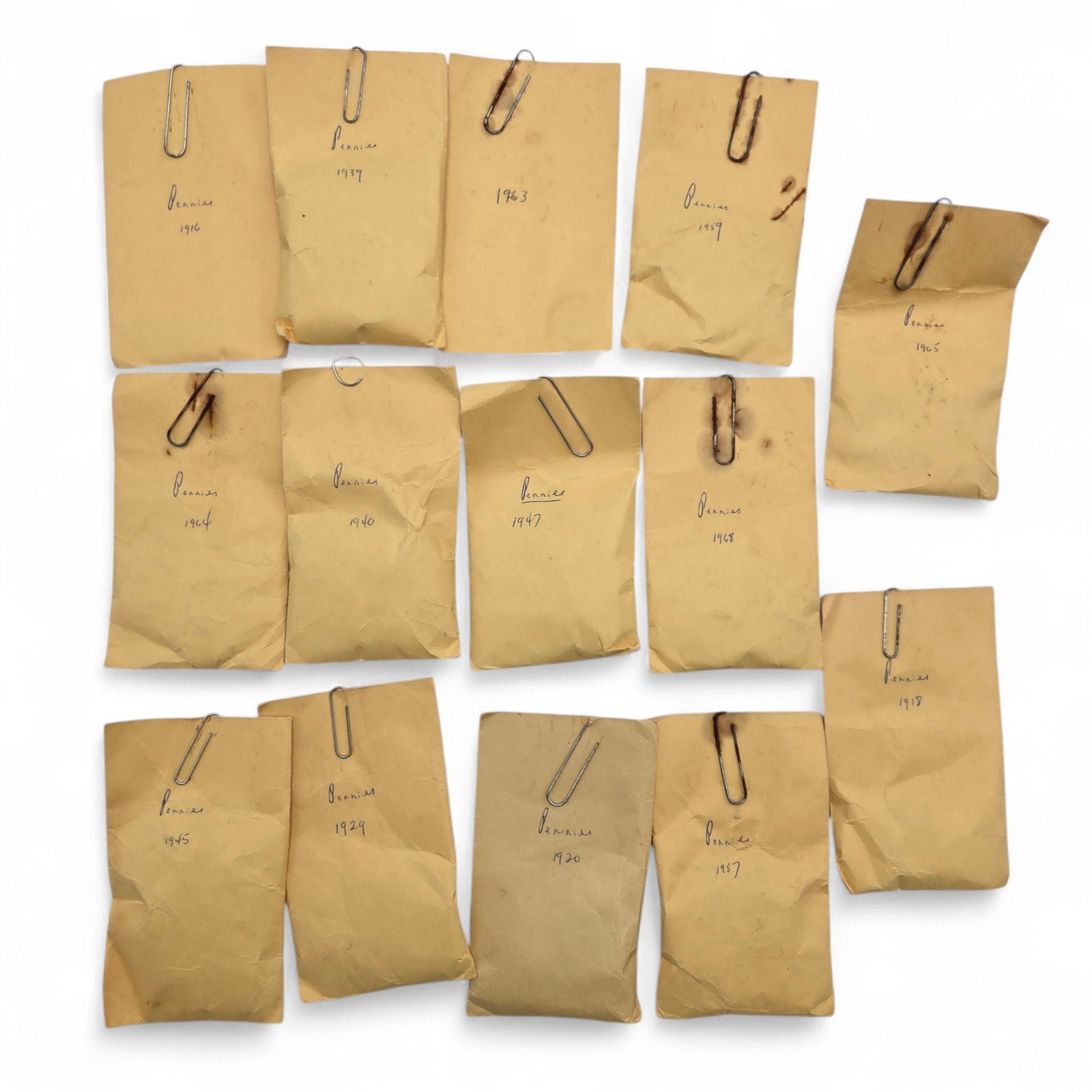 2 LB 1 OZ Sorted Wheat & Lincoln Pennies Lot - 1916 1920 1924 1939 1940 1945 1947 1948 1957 1959 1963 1964 1965 1968