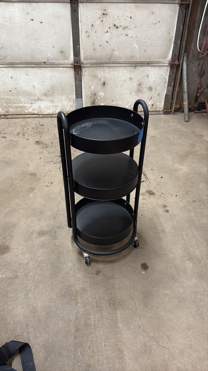 3-tier round metal utility rolling cart 32 tall