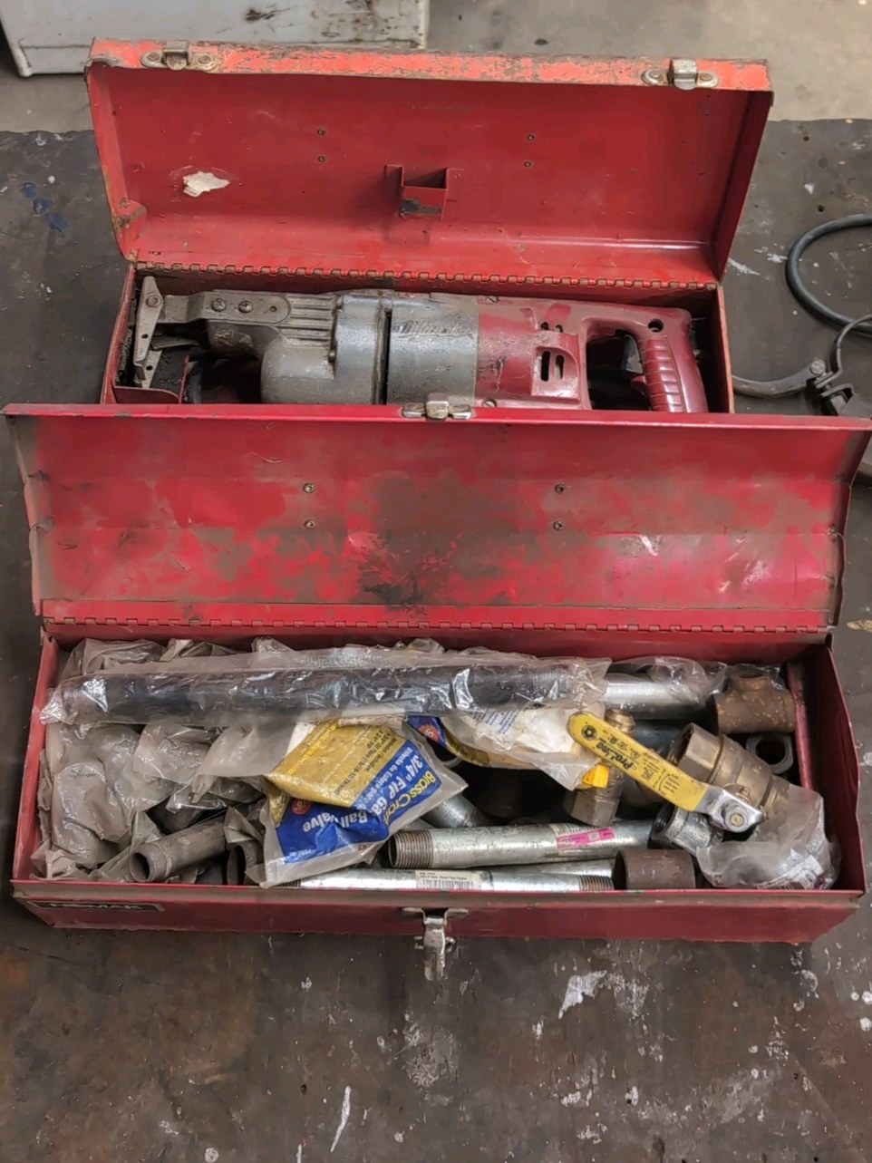 Milwaukee Sawzall, Galvanized pipes, brass ball valve