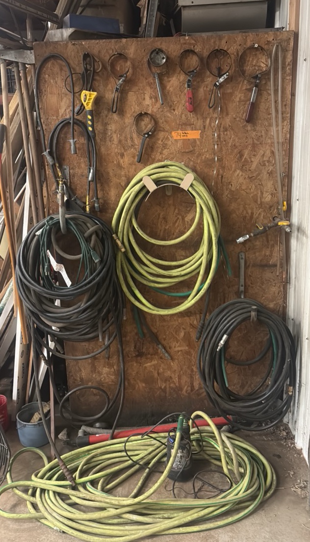 Hoses, heater cords, oil filter wrenches