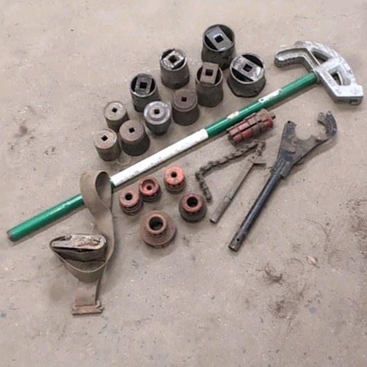 Greenlee Bender, die heads, pipe wrench, sockets