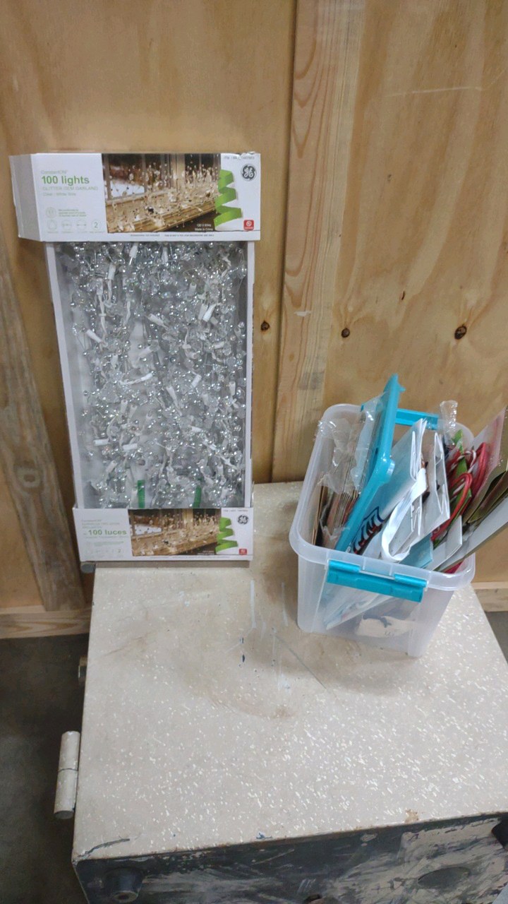 Christmas gift bags and lights