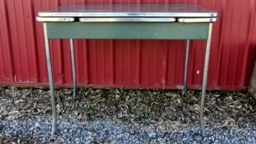 Vintage Metal Top Table Industrial Utility Work Table Steel Frame