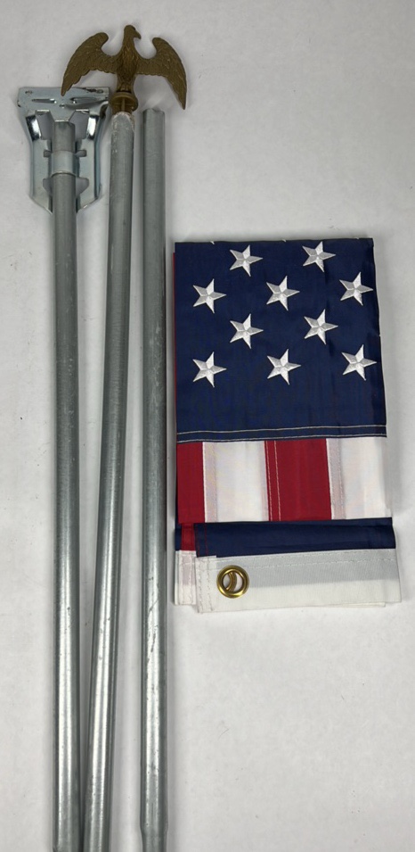 American Flag with Metal Flagpole Eagle Finial