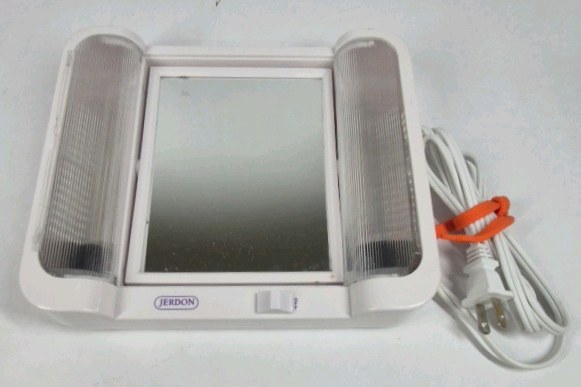 Jerdon Lighted Makeup Mirror Folding Vanity Mirror Adjustable Lighting