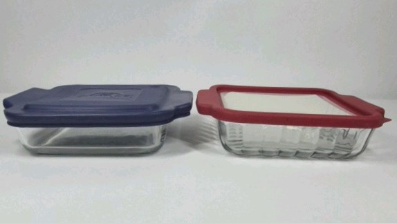 Lot of 2 Glass Food Storage Containers Snap Lid