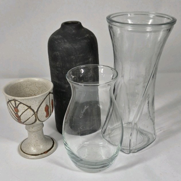 Lot of 4 Decorative Vases Glass Ceramic Vase Assorted Shapes Home Decor