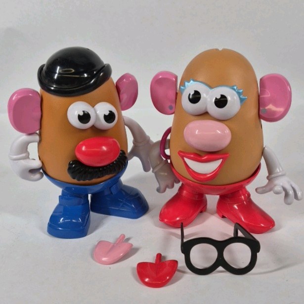 2 Mr Potato Head Figures with Accessories Glasses Shoes Parts