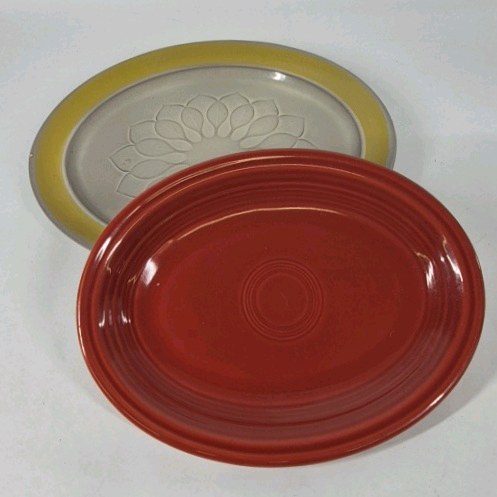 Ceramic Plates Red Dinner Plate and Yellow Floral Plates