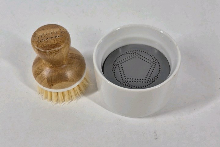 Groovi Collaborative Kitchen Scrub Brush with Holder Soap Dispenser Set