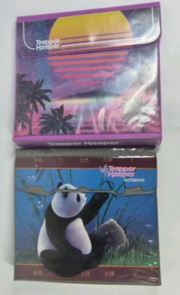 Lot of 2 Trapper Keeper Binder and Notebook Retro Design Panda
