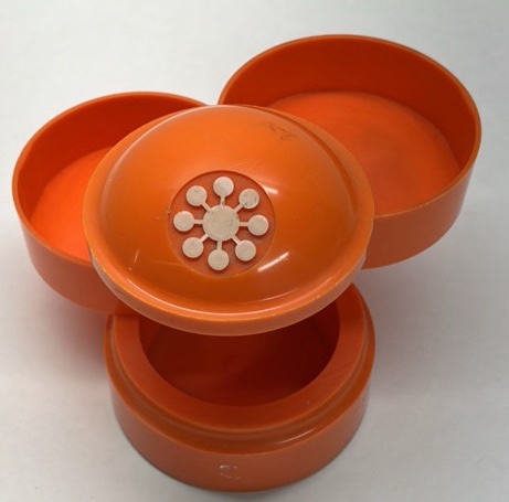 Vintage Orange Plastic Tiered Bowl Container with Lid Kitchen Storage