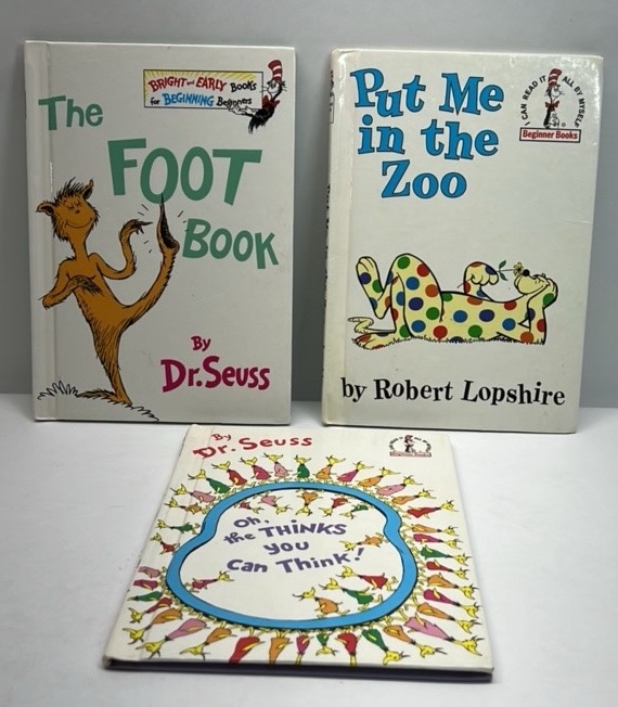 Vintage Dr Seuss Beginner Books Lot of 3 Foot Book Put Me in the Zoo