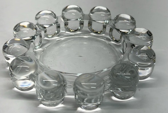 Vintage Clear Glass Ashtray Bubble Rim Round Design