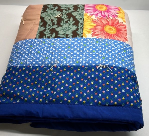 Handmade Patchwork Quilt Blanket Multicolor Floral Geometric Tie Quilt Throw