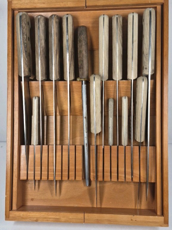 Lot of Kitchen Knives Wood Handle Dexter Russell Cutlery Set Block