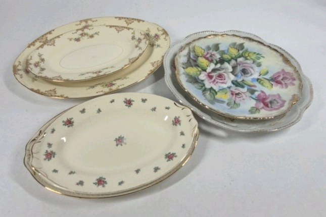Vintage Floral China Plates Bavaria Japan Porcelain Serving Plates