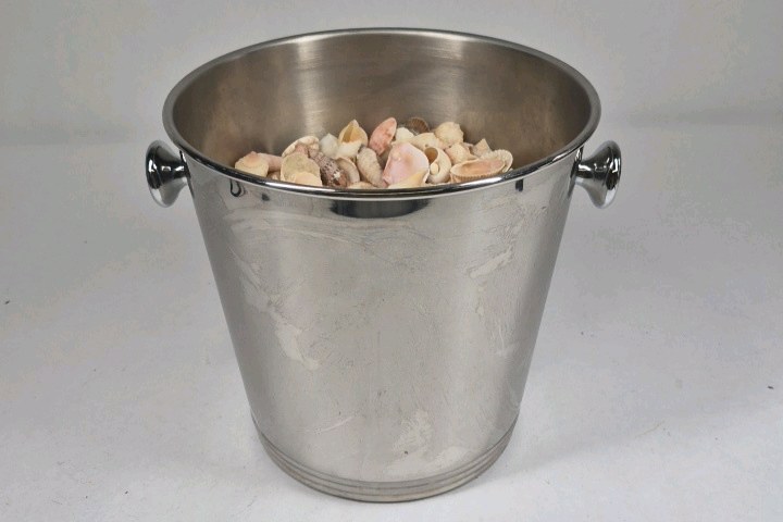 Stainless Steel Ice Bucket Seashell Fill Metal Beverage Chiller Double Handle Barware